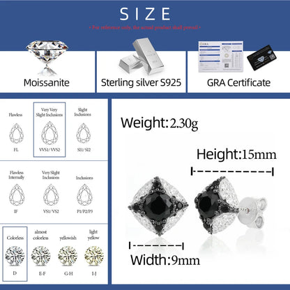 Black & White Pavé Cushion Stud Earrings - Different Drips