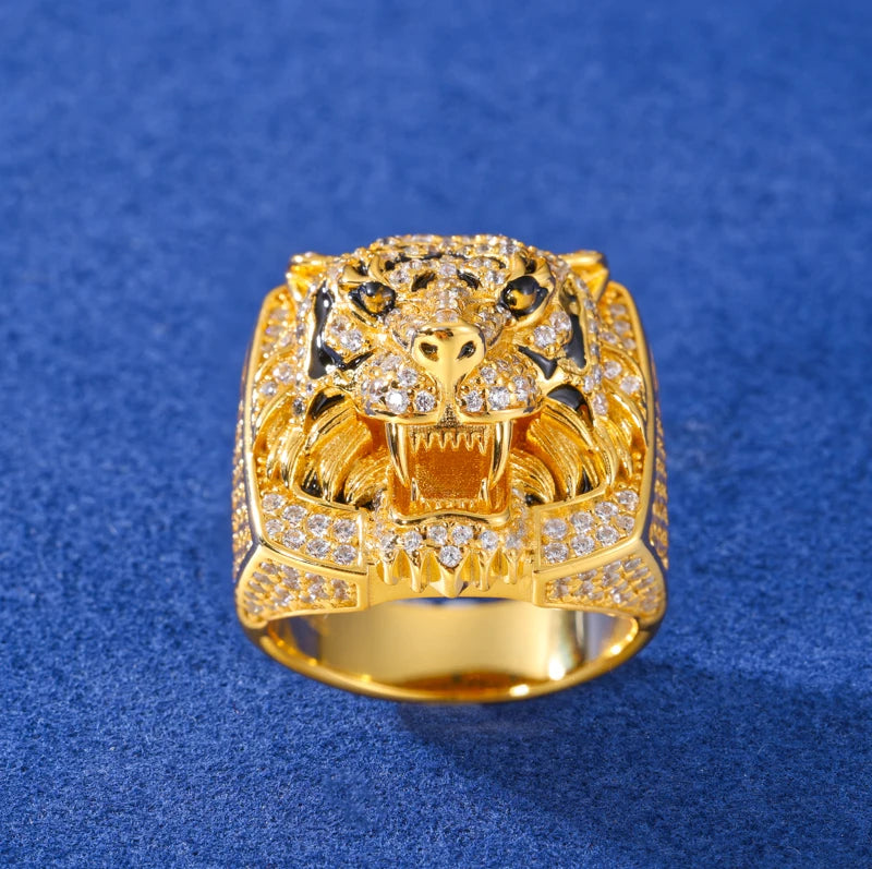 S925 Moissanite Diamond Fierce Tiger Ring - Different Drips