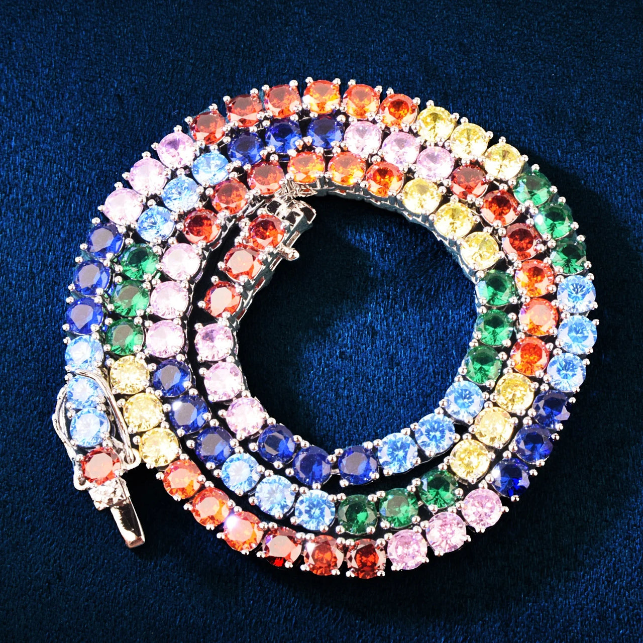 4mm Multi Color Round Cut Tennis Chain - Different Drips