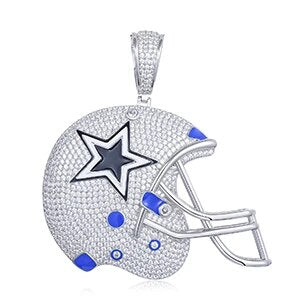 S925 Moissanite Dallas Football Helmet Pendant - Different Drips