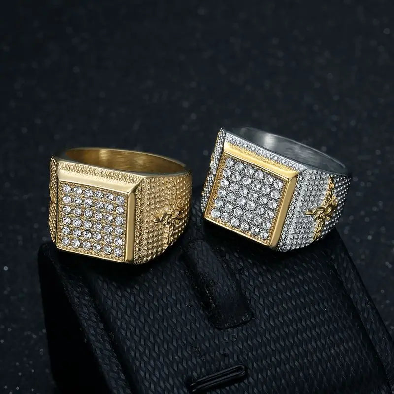 Square Face Pavé Signet Ring - Different Drips
