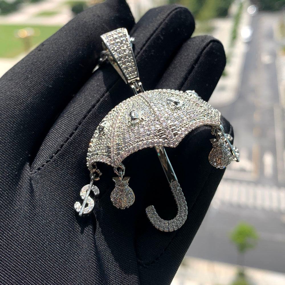 Iced Out Umbrella Pendant - Different Drips
