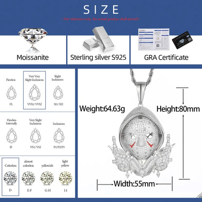 S925 Moissanite Diamond Jason Mask Pendant - Different Drips