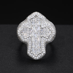 S925 Moissanite Baguette Cross Ring - Different Drips