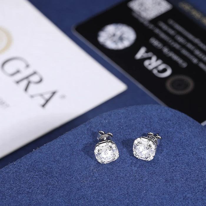 S925 Clustered Baguette Moissanite Diamond Earrings - Different Drips