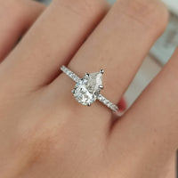 Thumbnail for Women's S925 Moissanite Pear Micro Band Ring - Different Drips
