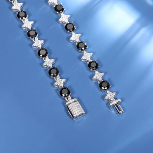 8mm S925 Black Moissanite Star Link Tennis Chain - Different Drips