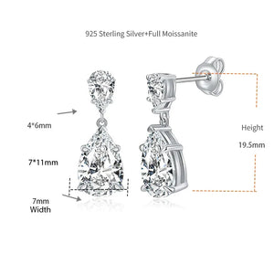 Women's 7ct Pear Cut Moissanite Diamond Pear Cut Earrings - Different Drips