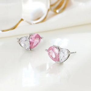 Women's 925 Pink/White Moissanite Diamond Pear Cut Earrings - Different Drips