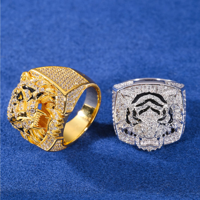 S925 Moissanite Diamond Fierce Tiger Ring - Different Drips