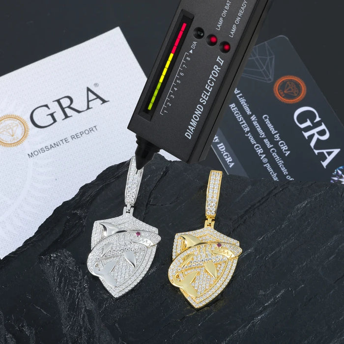 S925 Moissanite Shark Shield Pendant - Different Drips