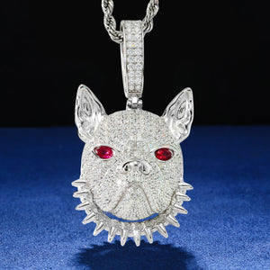 Iced Moissanite Bulldog Head Pendant - Different Drips