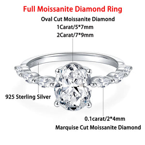 Women's S925 Moissanite Oval/Marquise Cut Ring - Different Drips