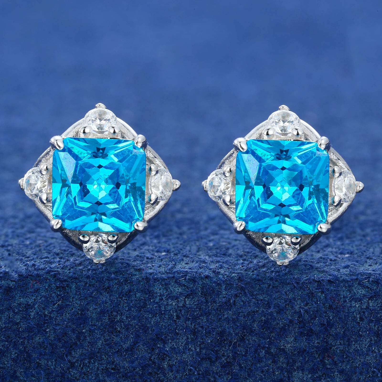 Moissanite Princess-Cut Ice Blue Stud Earring - Different Drips