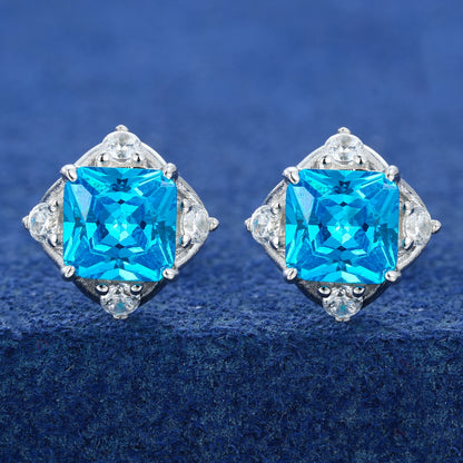 Moissanite Princess-Cut Ice Blue Stud Earring - Different Drips