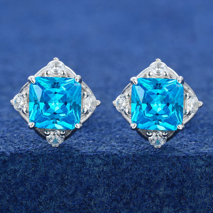 Moissanite Princess-Cut Ice Blue Stud Earring - Different Drips