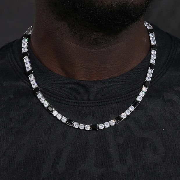 6mm S925 Moissanite Black Diamond Stationed Tennis Chain - Different Drips