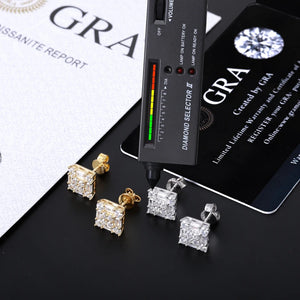 S925 Moissanite Diamond Square Clustered Earrings - Different Drips