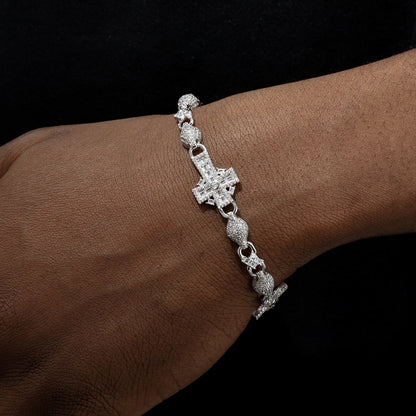 S925 Moissanite Baguette Cross Infinity Ball Link Bracelet - Different Drips