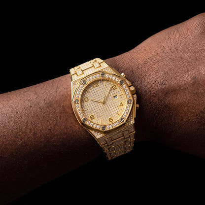 Iced Octagonal Case Screw Head Watch - Different Drips