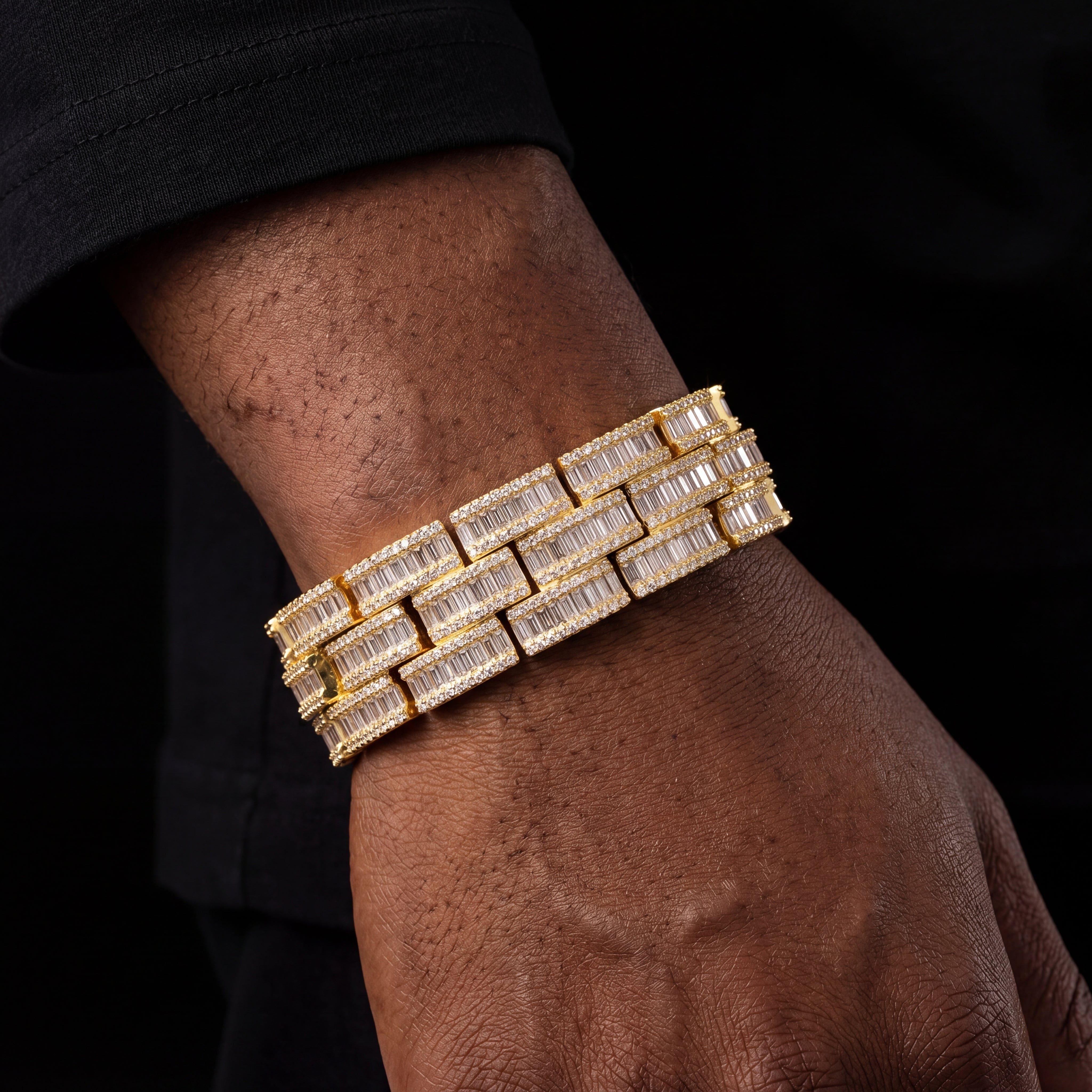Iced Out Wide Baguette Multi Row Bracelet