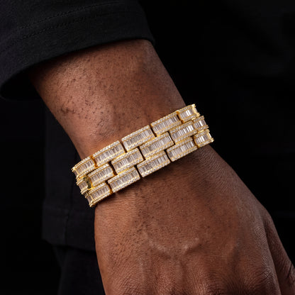 Iced Out Wide Baguette Multi Row Bracelet - Different Drips