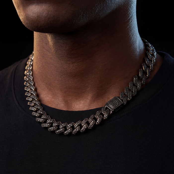 Black Iced Out Prong Cuban Link Chain - Different Drips