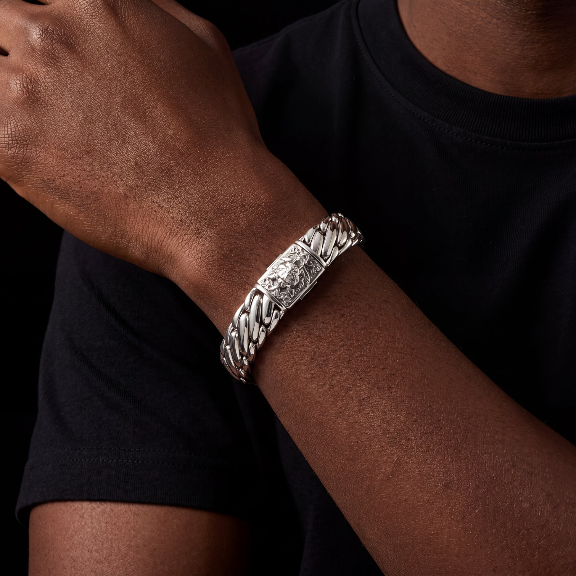 925 Sterling Silver Tiger Head Bracelet - Different Drips