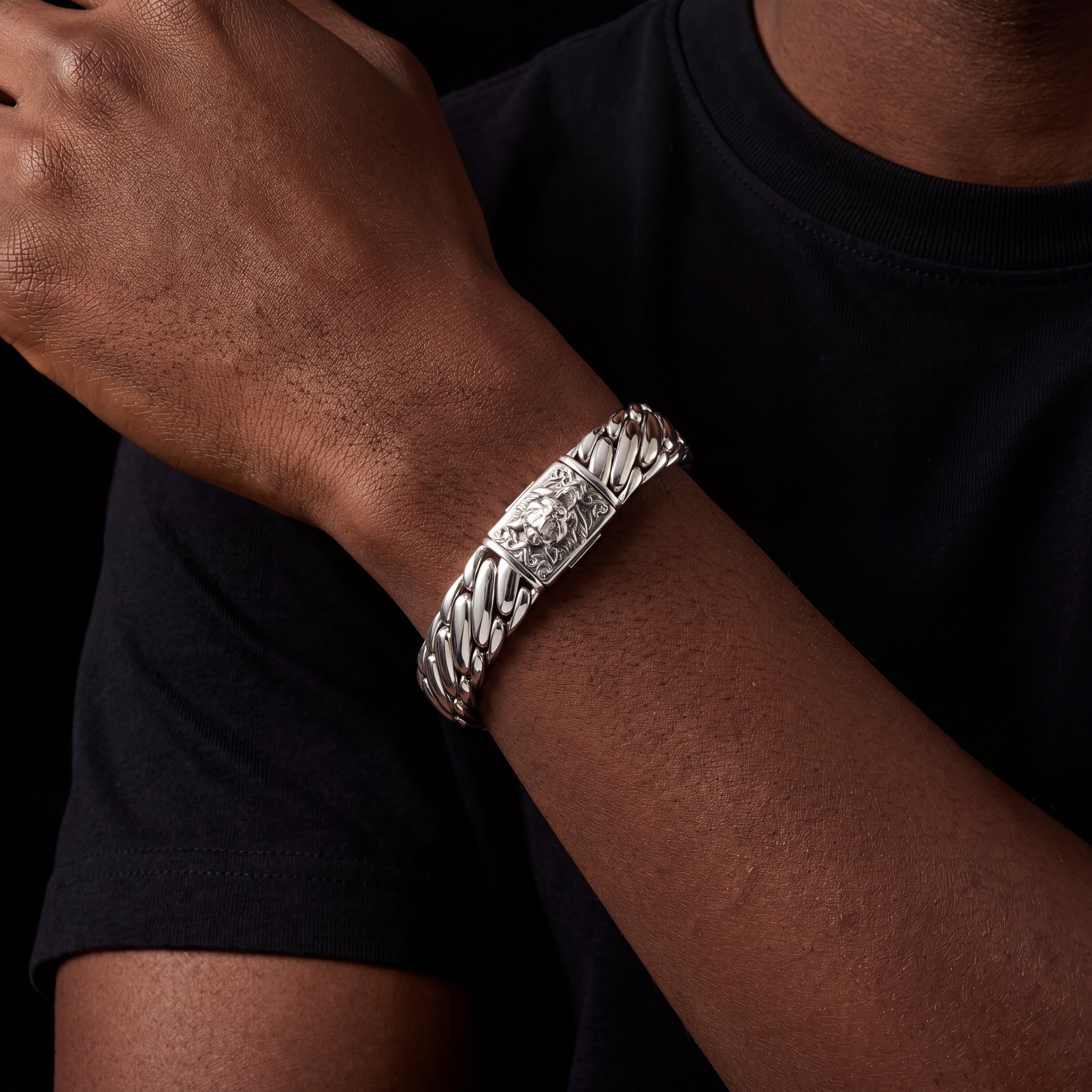 925 Sterling Silver Tiger Head Bracelet - Different Drips