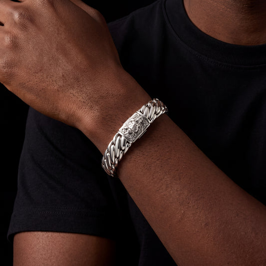 925 Sterling Silver Tiger Head Bracelet - Different Drips