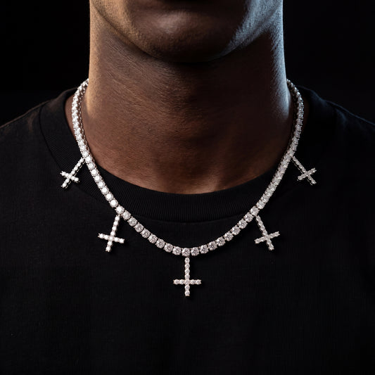 Iced Multi-Cross Tennis Chain - Different Drips