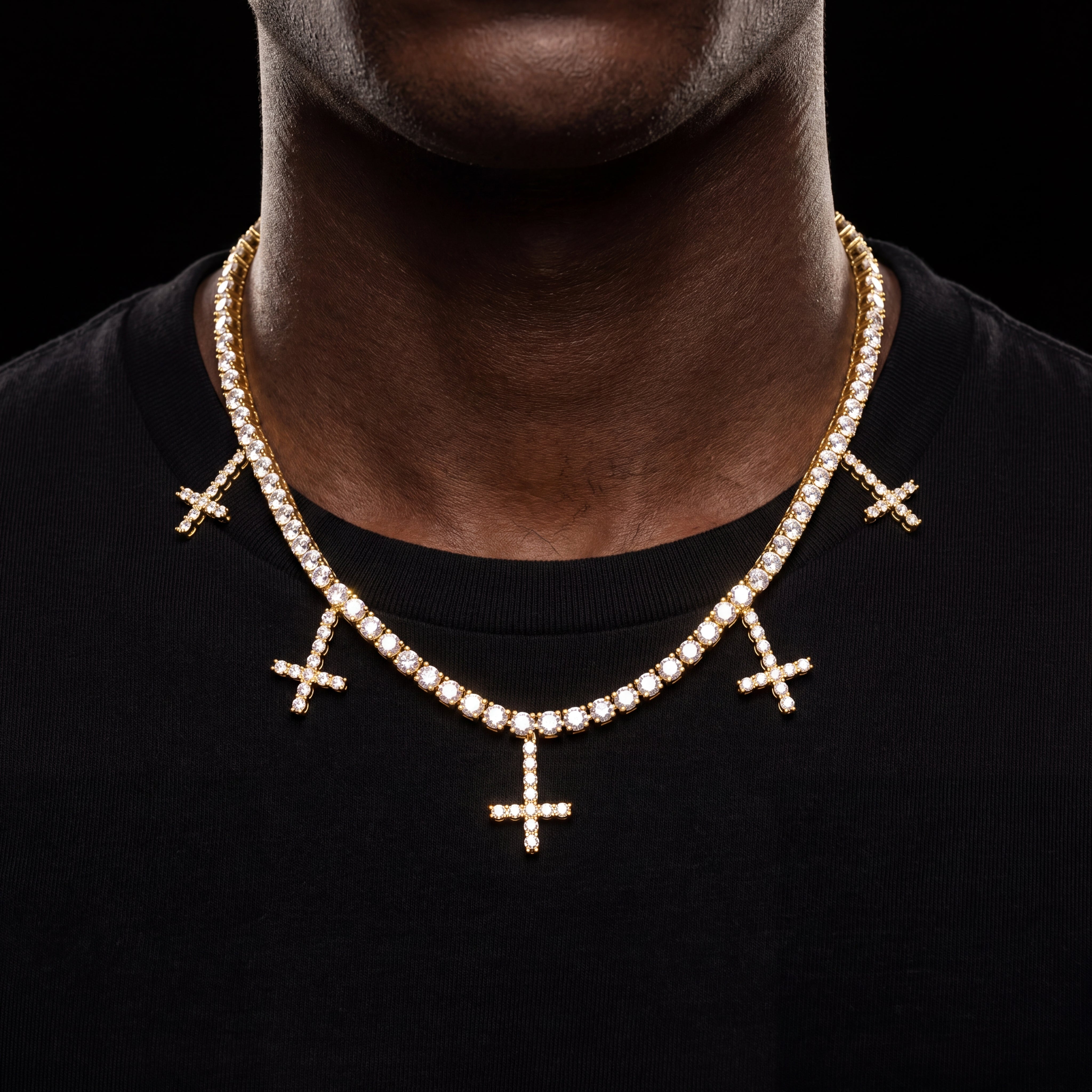 Iced Multi-Cross Tennis Chain - Different Drips