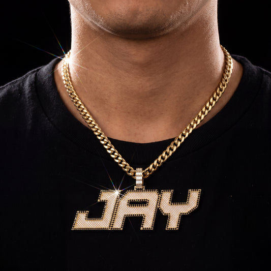 Iced Out Two Layer Custom Name Pendant - Different Drips