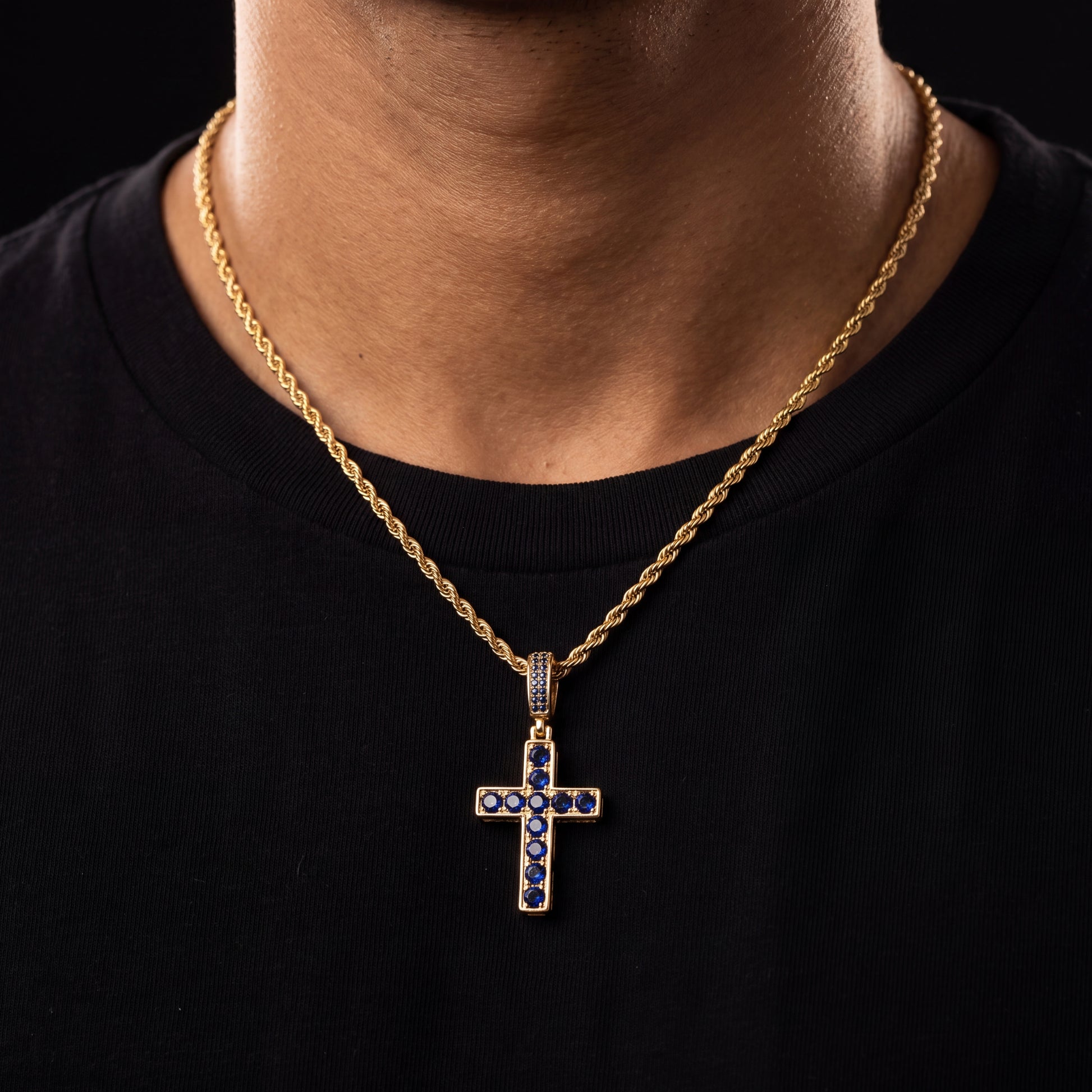 Iced Out Double Sided Emerald Cross Pendant - Different Drips
