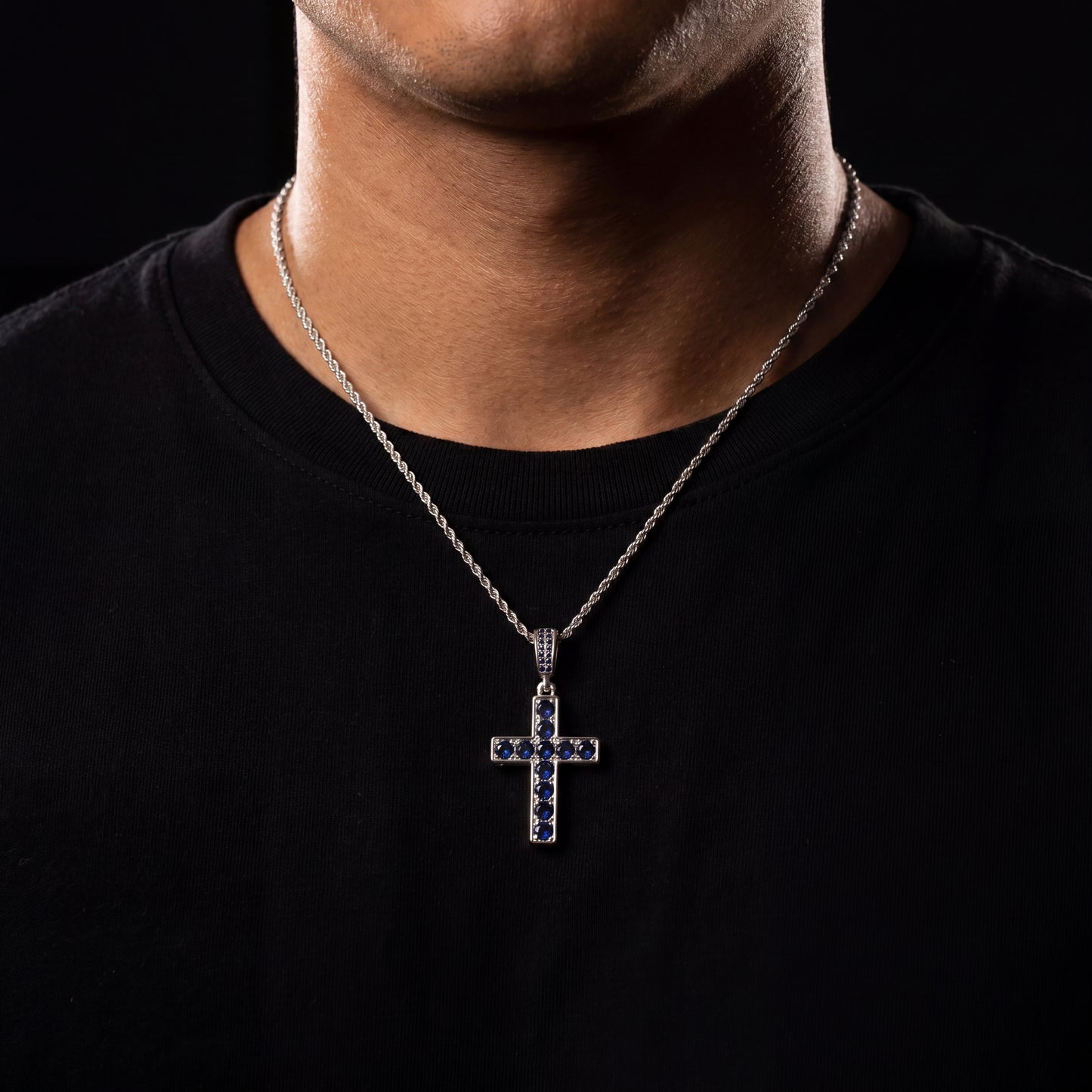 Iced Out Double Sided Emerald Cross Pendant - Different Drips