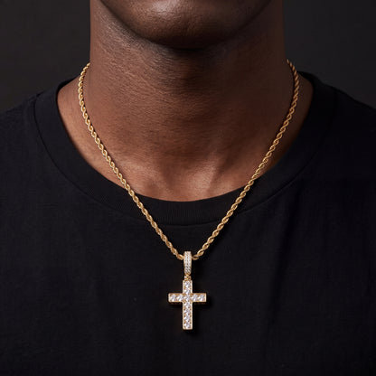 Iced Out Double Sided Emerald Cross Pendant - Different Drips