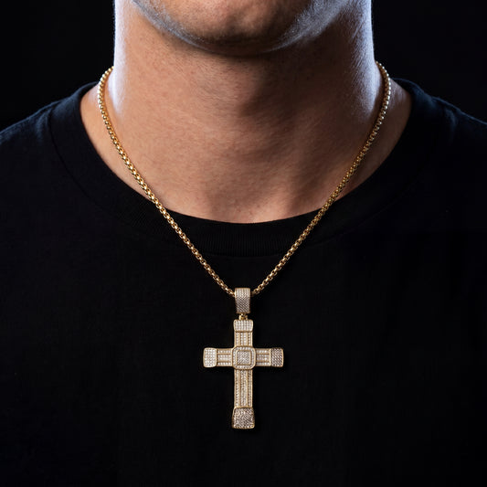 Large Iced Out Cross Pendant - Different Drips