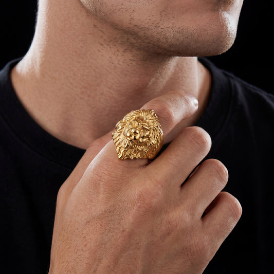 18k Gold Plated Lion Head Ring - Different Drips