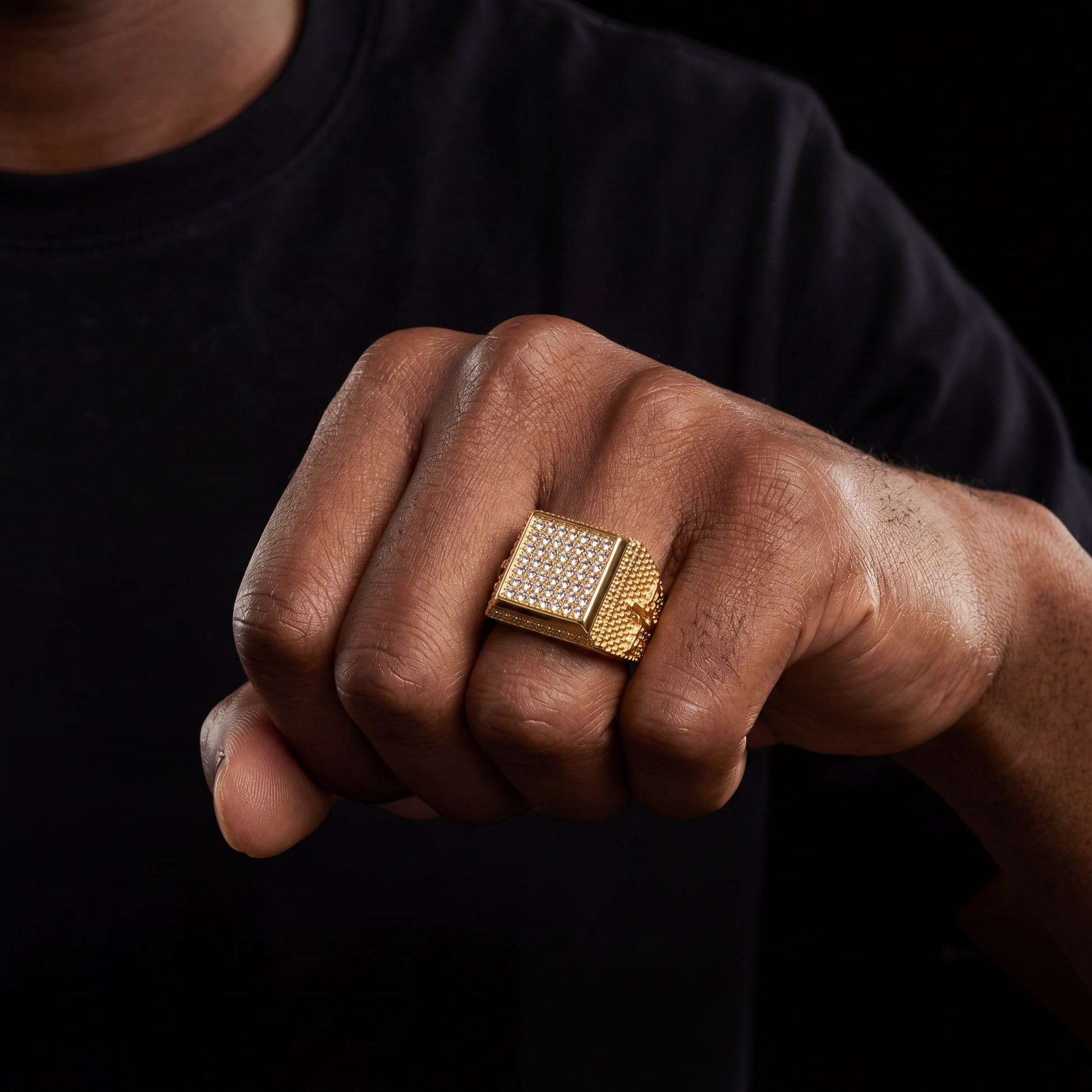 Square Face Pavé Signet Ring - Different Drips