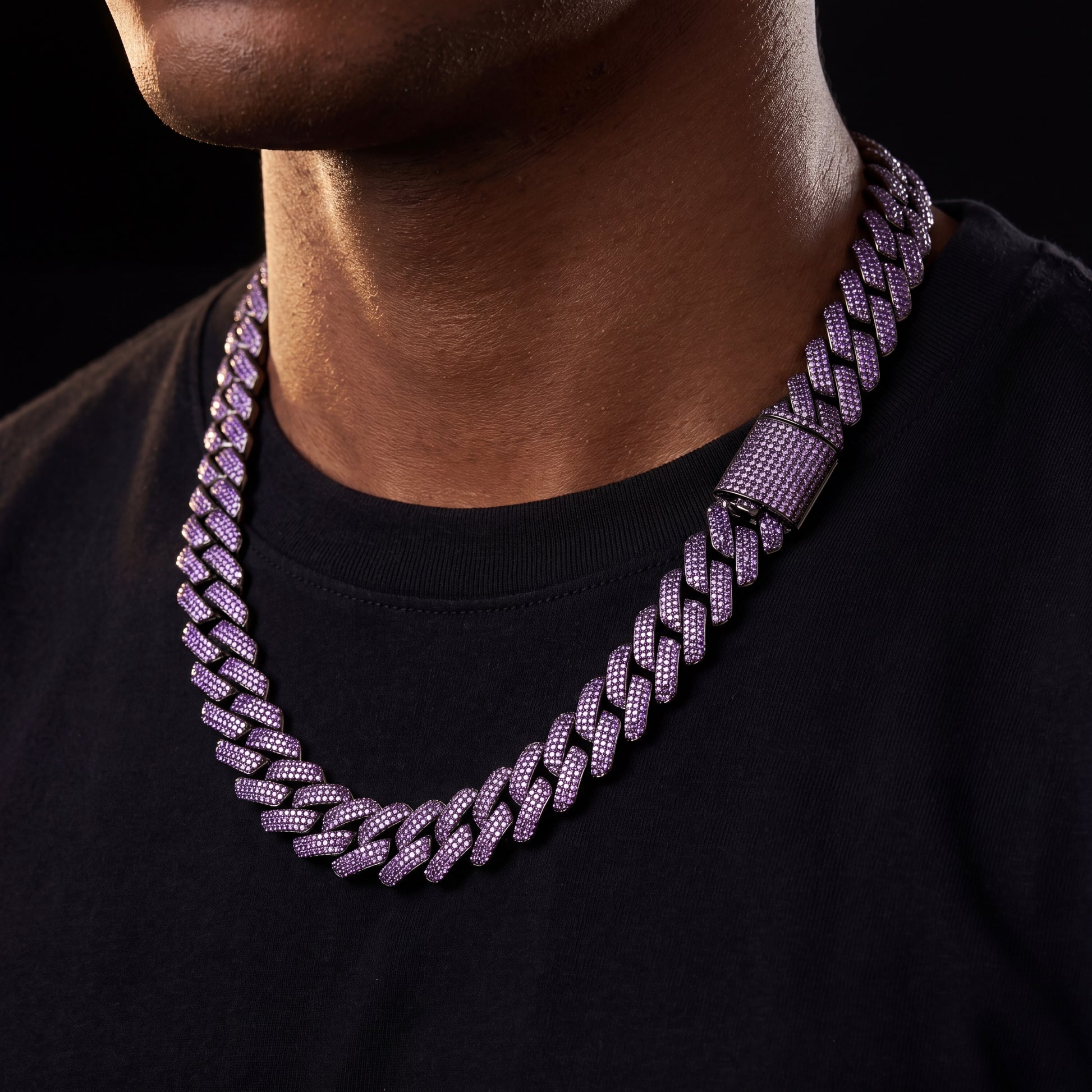 20mm Iced Out Purple Prong Cuban Chain - Different Drips