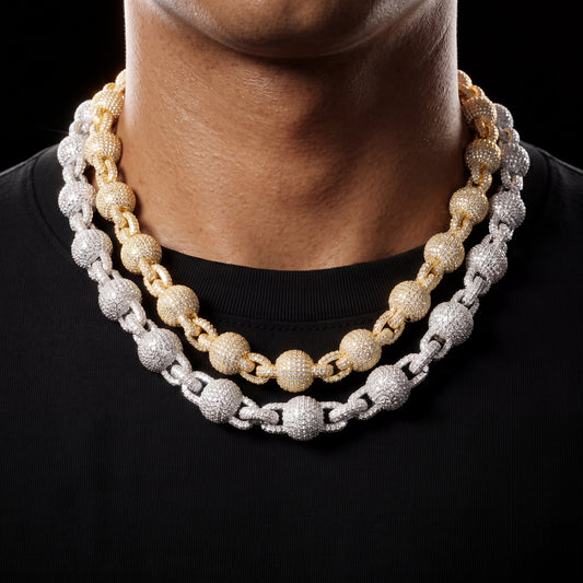 10mm Iced Ball Rolo Link Chain - Different Drips