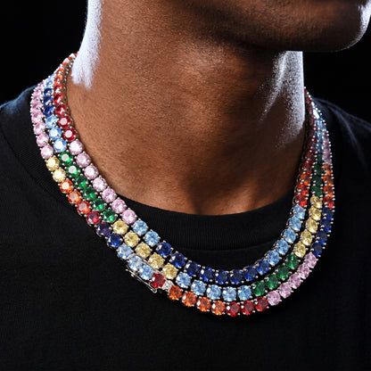 4mm Multi Color Round Cut Tennis Chain - Different Drips