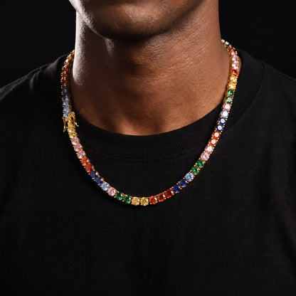 4mm Multi Color Round Cut Tennis Chain - Different Drips