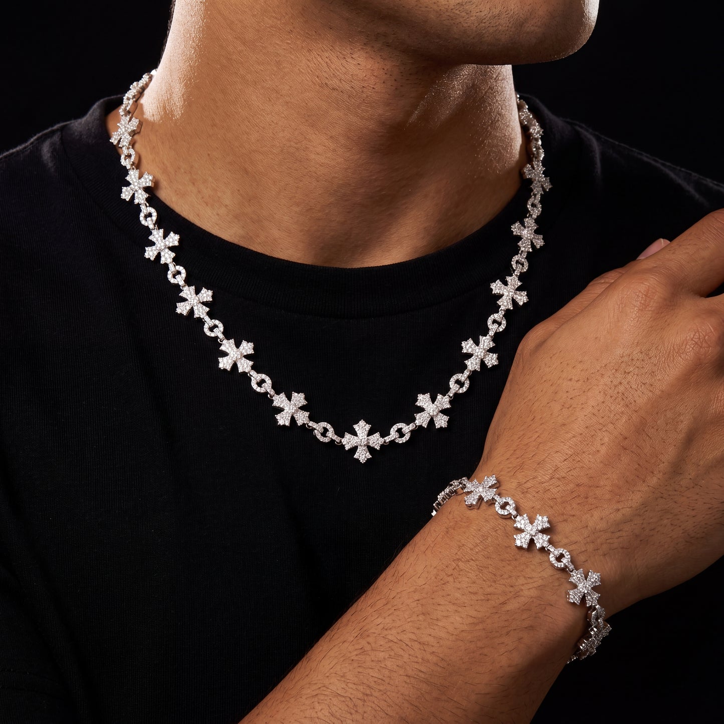 12mm S925 Moissanite Flared Cross Link Chain - Different Drips