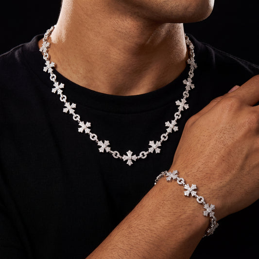 12mm S925 Moissanite Flared Cross Link Chain - Different Drips