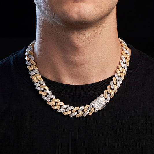 15mm Two-Tone Baguette Cuban Link Chain - Different Drips