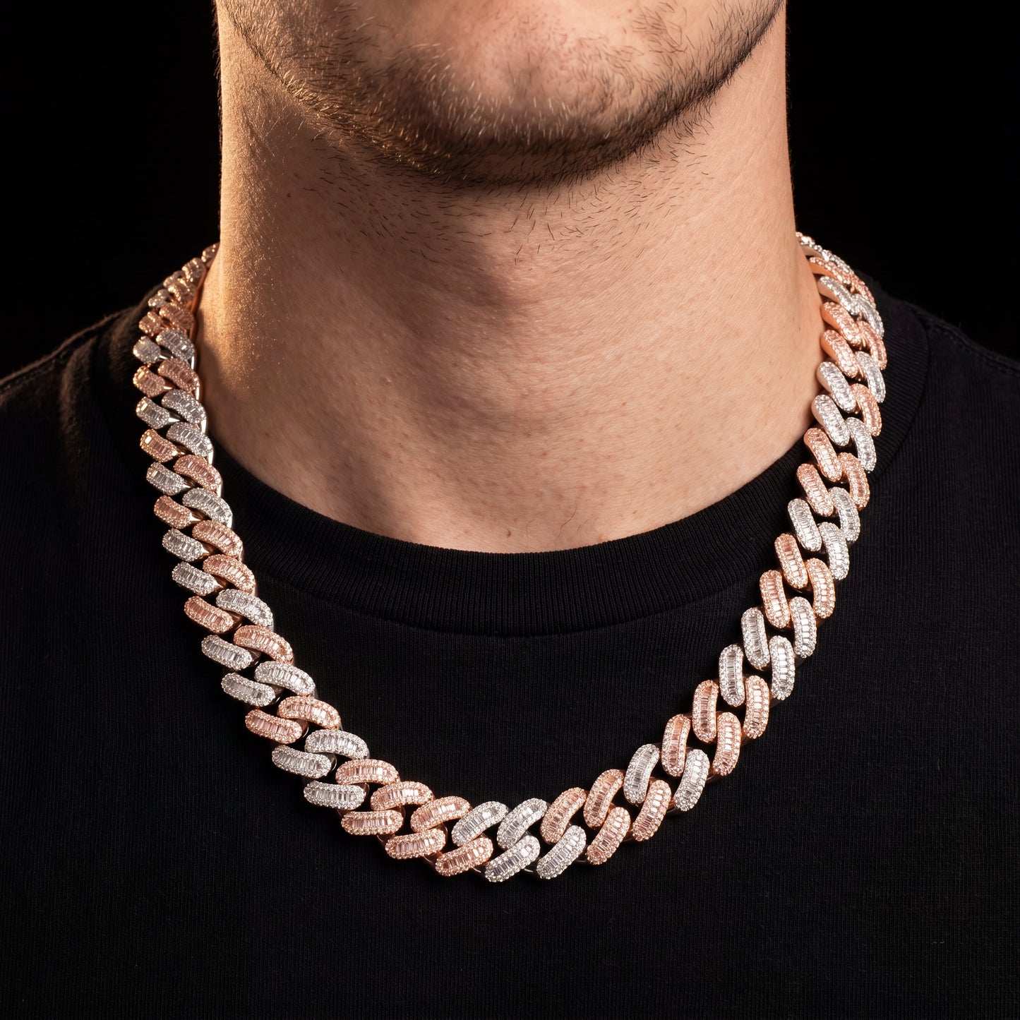 15mm Two-Tone Baguette Cuban Link Chain - Different Drips