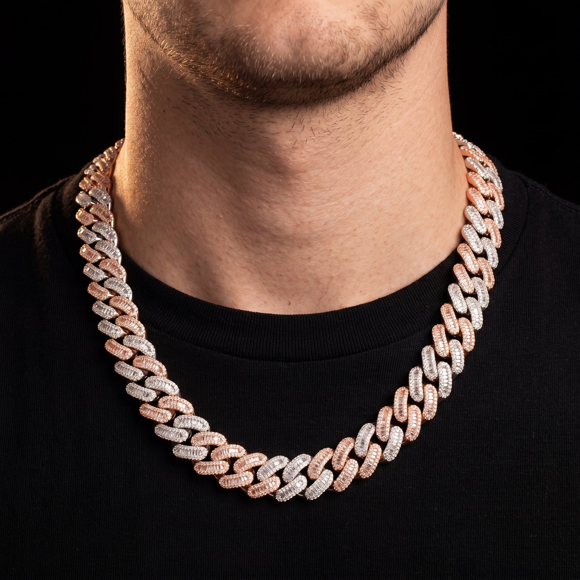 15mm Two-Tone Baguette Cuban Link Chain - Different Drips
