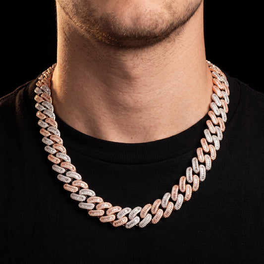 15mm Two-Tone Baguette Cuban Link Chain - Different Drips