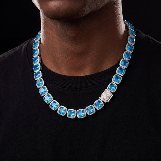 10mm Blue Glacier Clustered Tennis Chain - Different Drips